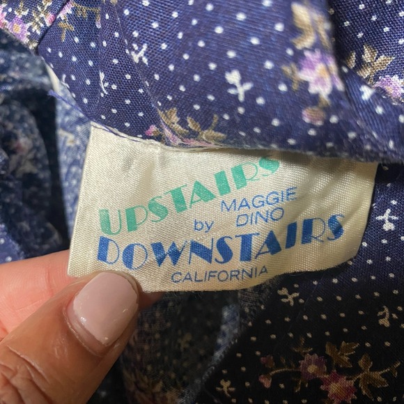 Vintage Upstairs by Dino California Midi Dress Floral Back Tie Dainty Cottage - Picture 8 of 10